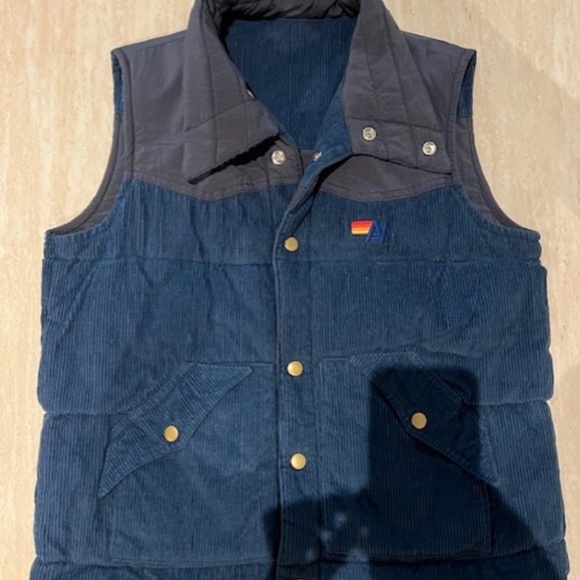 RARE Aviator Nation Blue ad Gray Reversible Puffer Vest Unisex Size M HTF - Picture 3 of 5